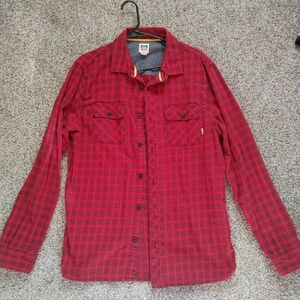 Reef Red Plaid Button-Up Flannel Shirt